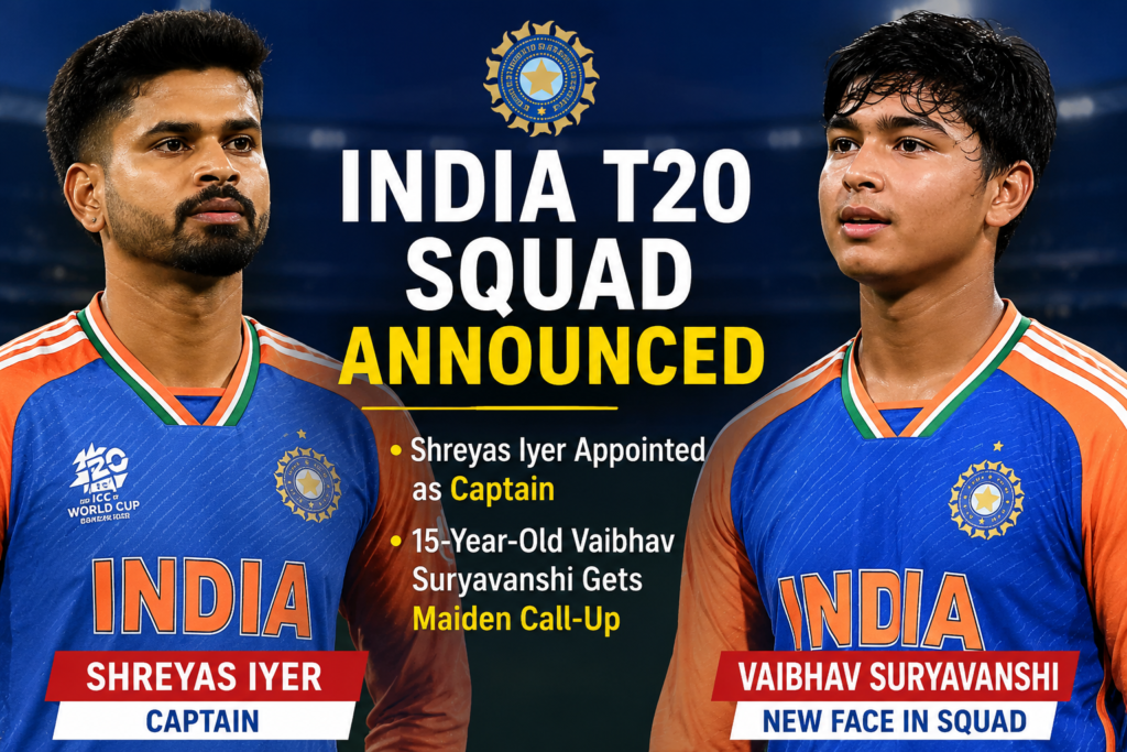 ভারতীয় টি-২০ দলে বড় পরিবর্তন, অধিনায়ক শ্রেয়স আইয়ার, সুযোগ পেলেন ১৫ বছরের বিস্ময় বালক বৈভব সূর্যবংশী